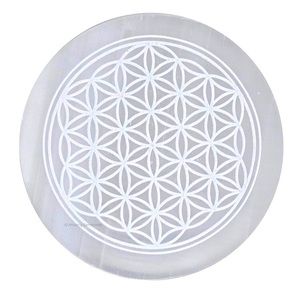 SELENITE CHARGING PLATE - FLOWER OF LIFE